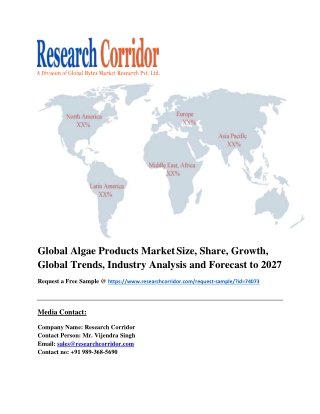 Global Algae Products Market Size, Share, Growth, Global Trends, Industry Analysis and Forecast to 2027