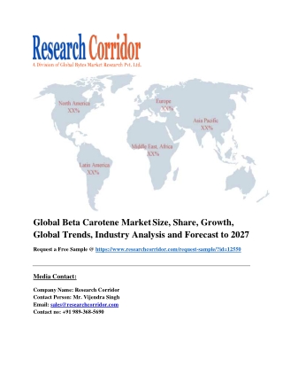 Global Beta Carotene Market Size, Share, Growth, Global Trends, Industry Analysis and Forecast to 2027