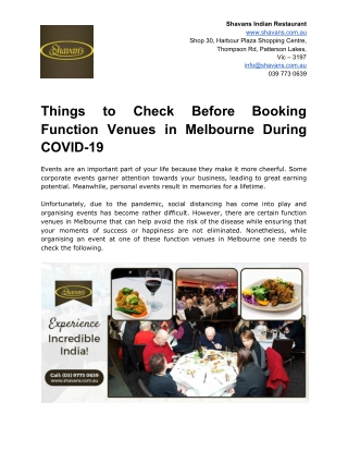 Things to Check Before Booking Function Venues in Melbourne During COVID-19