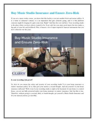 Buy Music Studio Insurance and Ensure Zero-Risk