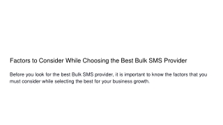 Factors to Consider While Choosing the Best Bulk SMS Provider