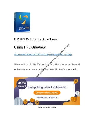 2020 Using HPE OneView Exam HPE2-T36 Test Questions Killtest