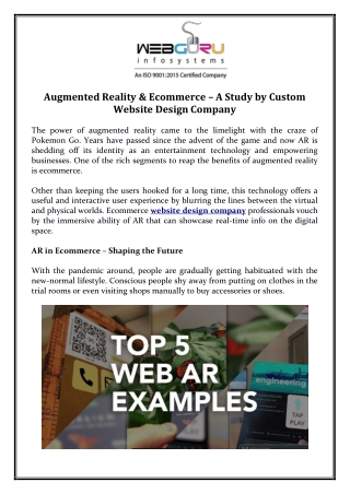 Augmented Reality & Ecommerce - A Study by Custom Website Design Company