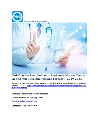Global Acute Lymphoblastic Leukemia Market Trends, Size, Competitive Analysis and Forecast - 2019-2025