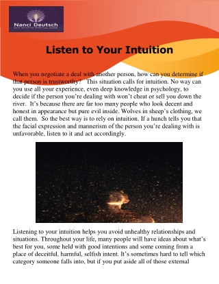 Listen to Your Intuition