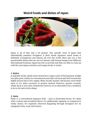 Weird Foods and dishes of Japan