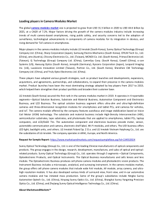 Camera Modules Market | Size, Share, system and Industry Analysis and Market Forecast to 2025 | MarketsandMarkets