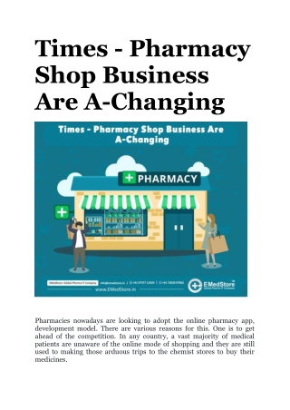 Times - Pharmacy Shop Business Are A-Changing