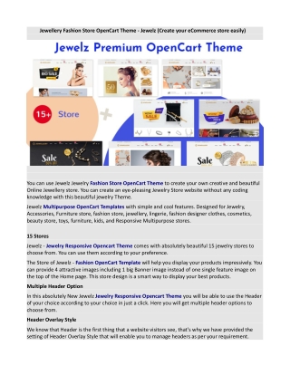 Jewellery Fashion Store OpenCart Theme - Jewelz (Create your eCommerce store easily)