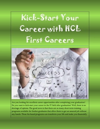 Kick-Start Your Career with HCL First Careers