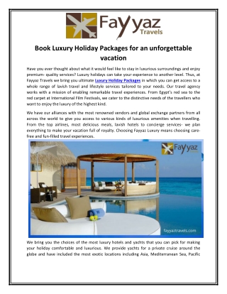 Luxury holiday packages