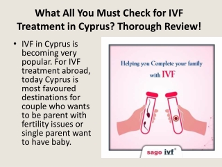 What All You Must Check for IVF Treatment in Cyprus? Thorough Review!