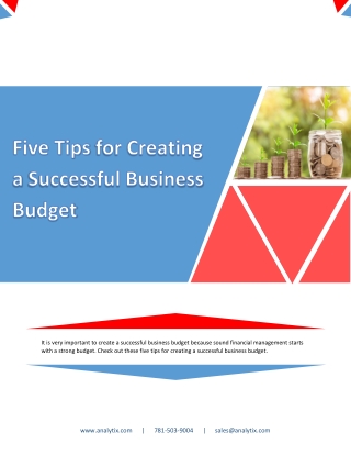 Five Tips For Creating A Successful Business Budget