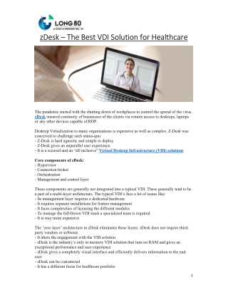 zDesk – The Best VDI Solution for Healthcare