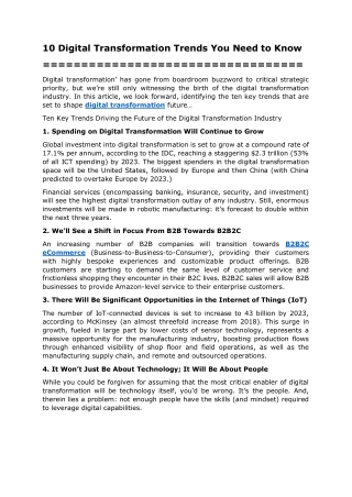 10 Digital Transformation Trends You Need to Know