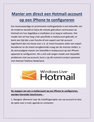 Manier om direct een Hotmail-account op een iPhone te configureren