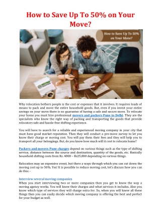 How to Save Up To 50% on Your Move?