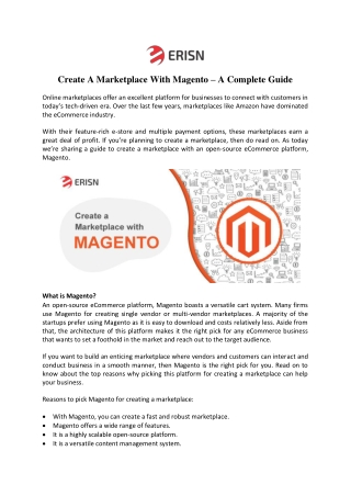 Create A Marketplace With Magento – A Complete Guide