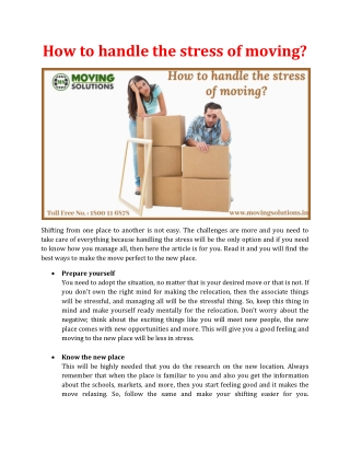 How to handle the stress of moving?