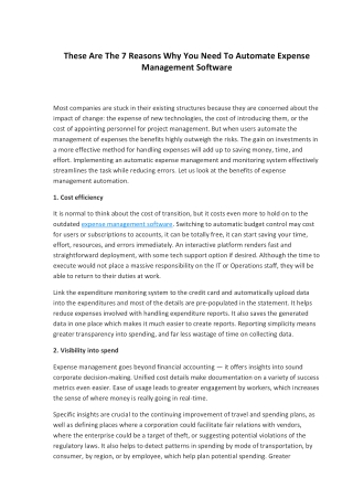 These Are The 7 Reasons Why You Need To Automate Expense Management Software
