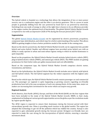 Hybrid Vehicle Market Growth