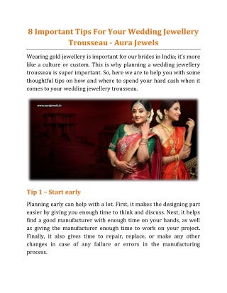 8 Important Tips For Your Wedding Jewellery Trousseau - Aura Jewels