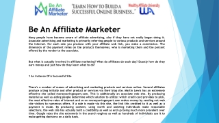 Be An Affiliate Marketer