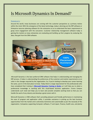 Is Microsoft Dynamics In Demand?