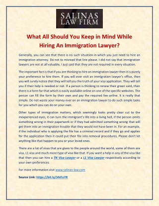 Things You Should Keep in Mind While Hiring an L1 Visa Lawyer