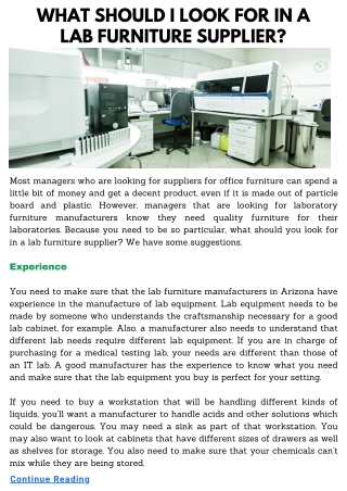 What Should I Look for in a Lab Furniture Supplier?