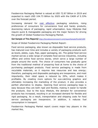 Food Service Packaging (FSP) Market Size, Share | Global Industry Analysis and Opportunity Assessment 2020-2025