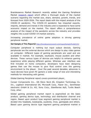 Gaming Peripheral Market Size, Share | Global Industry Analysis and Opportunity Assessment 2020-2025