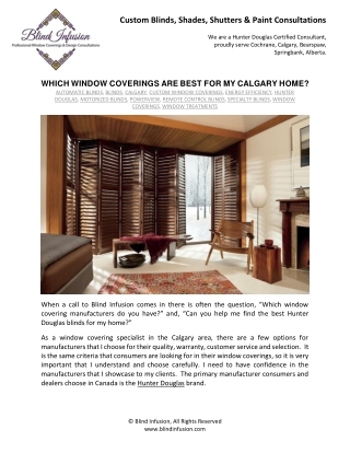 Which Window Coverings Are Best for My Calgary Home