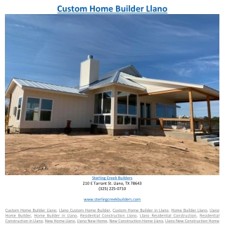 Custom Home Builder Llano