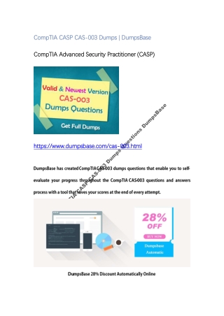 2020 Perfect CompTIA CASP CAS-003 Dumps Questions DumpsBase