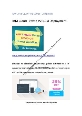 2020 Perfect IBM Cloud C1000-041 Dumps Questions DumpsBase