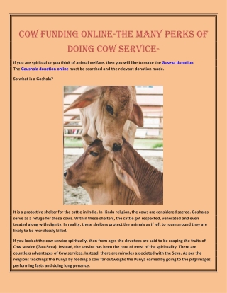 Cow funding online-The many perks of doing Cow service-