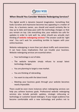When Should You Consider Website Redesigning Services?