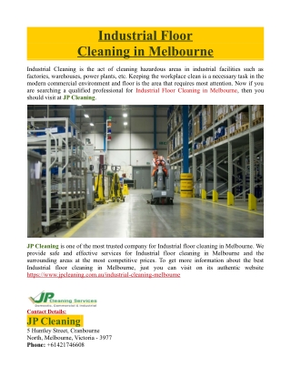 Industrial Floor Cleaning in Melbourne