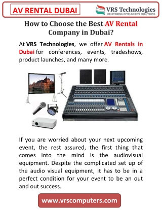 How To Choose Best AV Rental Company in Dubai