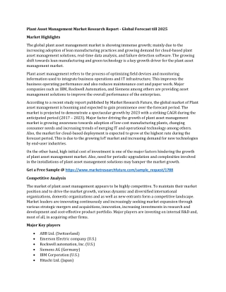 Plant Asset Management Market Research Report - Global Forecast till 2025