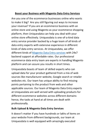 Boost your Business with Magento Data Entry Services