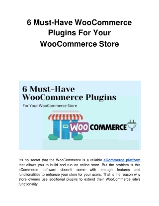 6 Must-Have WooCommerce Plugins For Your WooCommerce Store