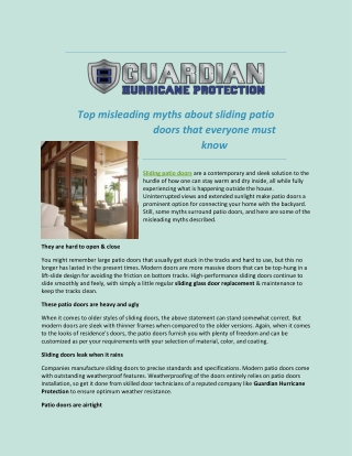 Top misleading myths about sliding patio doors that everyone must know