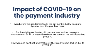 Impact of COVID-19 on the payment industry