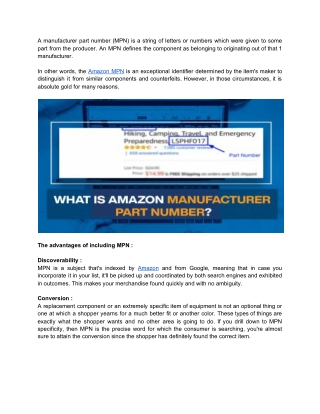 What is Manufacturer Part Number in Amazon