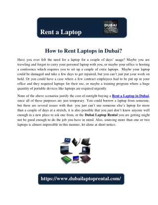 How to Rent Laptops in Dubai?