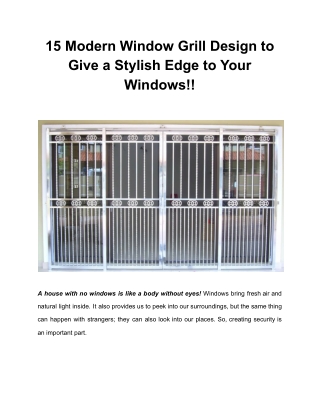 Modern Window Grill Designs