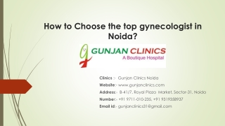 How to Choose the top gynecologist in Noida?