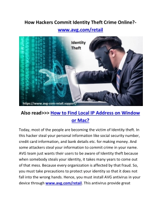 How Hackers Commit Identity Theft Crime Online?- www.avg.com/retail
